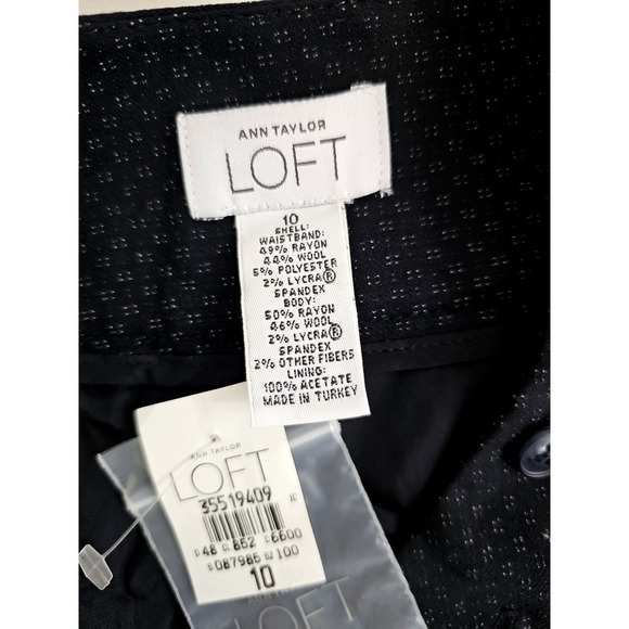 Ann Taylor LOFT~Woman Size 10~Black Striped Pencil Skirt Fully Lined Wool Blend. - Picture 8 of 12